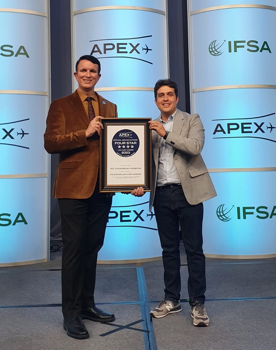 GOL recebe prêmio no 2023 Four Star Low Cost Carrier no Official Airline Ratings™ pela APEX